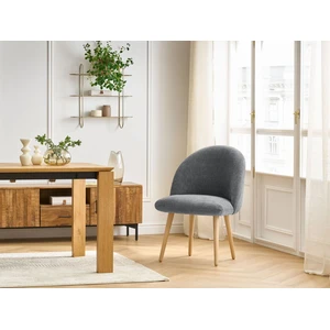 Chaise LALIE tissu texturé et pieds scandinaves bois gris foncé BOBOCHIC pas cher