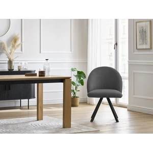 Chaise LALIE tissu velours côtelé et pieds étoile gris foncé BOBOCHIC pas cher