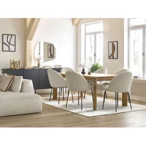 Chaise LALIE tissu velours côtelé et pieds métal noir beige   BOBOCHIC pas cher