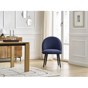 Chaise LALIE tissu texturé et pieds scandinaves noirs bleu foncé   BOBOCHIC pas cher