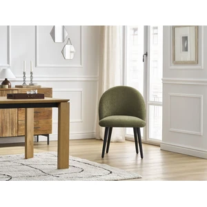 Chaise LALIE tissu texturé et pieds scandinaves noirs vert BOBOCHIC pas cher