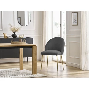 Chaise LALIE tissu velours côtelé et pieds métal or gris foncé BOBOCHIC pas cher