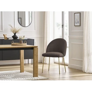 Chaise LALIE tissu velours côtelé et pieds métal or marron BOBOCHIC pas cher