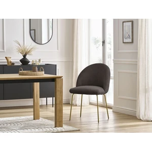 Chaise LALIE tissu velours côtelé et pieds métal or Taupe BOBOCHIC TU pas cher
