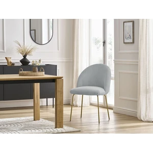 Chaise LALIE tissu velours côtelé et pieds métal or gris clair   BOBOCHIC pas cher
