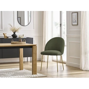 Chaise LALIE tissu velours côtelé et pieds métal or Vert   BOBOCHIC TU pas cher