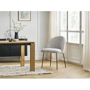 Bobochic chaise lalie tissu chiné et pieds métal noir gris clair LALIE pas cher