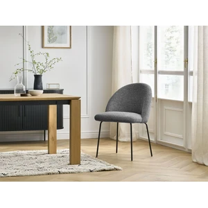 Bobochic chaise lalie tissu chiné et pieds métal noir gris foncé LALIE pas cher