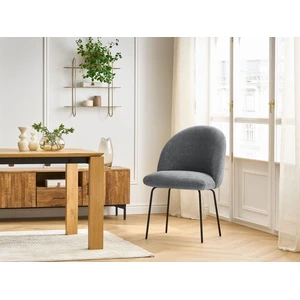 Chaise LALIE tissu texturé et pieds métal noir Gris foncé   BOBOCHIC TU pas cher