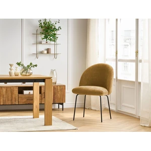 Bobochic chaise lalie tissu texturé et pieds métal noir jaune LALIE pas cher