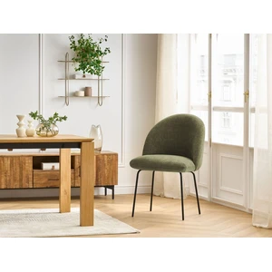 Bobochic - Chaise Lalie Tissu Texturé Et Pieds Métal Noir Vert pas cher