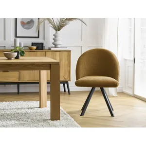 Chaise LALIE tissu texturé et pieds étoile Jaune BOBOCHIC TU pas cher