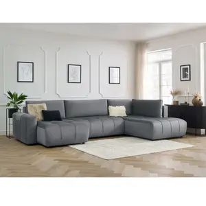 Canapé panoramique convertible coffre ARSENE tissu velours Bobochic pas cher