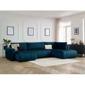 Canapé panoramique convertible coffre ARSENE tissu velours Bobochic pas cher
