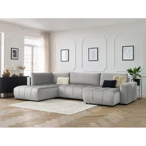 Canapé panoramique convertible coffre ARSENE tissu velours Bobochic pas cher