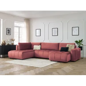 Canapé panoramique convertible coffre ARSENE tissu velours Bobochic pas cher