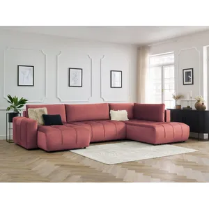Canapé panoramique convertible coffre ARSENE tissu velours Bobochic pas cher
