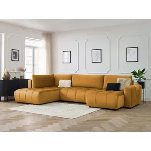 Canapé panoramique convertible coffre ARSENE tissu velours Bobochic pas cher