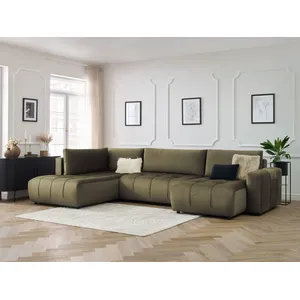 Canapé panoramique convertible coffre ARSENE tissu velours Bobochic pas cher