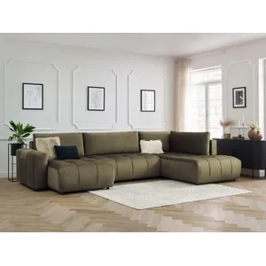 Canapé panoramique convertible coffre ARSENE tissu velours Bobochic pas cher