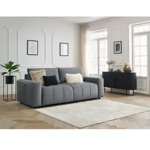 Canapé droit convertible coffre ARSENE tissu velours Gris foncé   BOBOCHIC TU pas cher