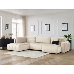 Canapé panoramique convertible coffre ARSENE tissu velours Bobochic pas cher