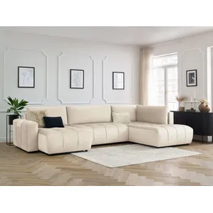 Canapé panoramique convertible coffre ARSENE tissu velours Bobochic pas cher