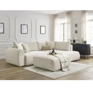 BOBOCHIC Canapé d'angle L convertible coffre LUCIEN tissu lisse avec p...