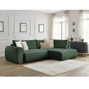 Canapé d'angle L convertible coffre LUCIEN tissu lisse Bobochic pas cher