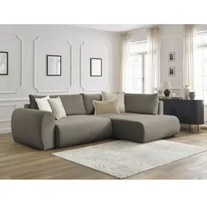 Canapé d'angle L convertible coffre LUCIEN tissu lisse Bobochic pas cher