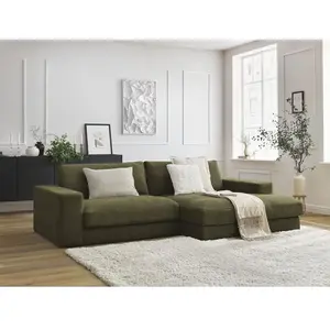 Canapé d'angle fixe LEONARD tissu texturé vert angle droit BOBOCHIC 4... pas cher