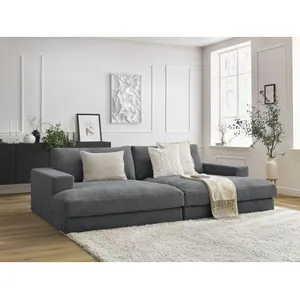 Canapé droit fixe 4 places LEONARD assise profonde tissu texturé Bobochic pas cher