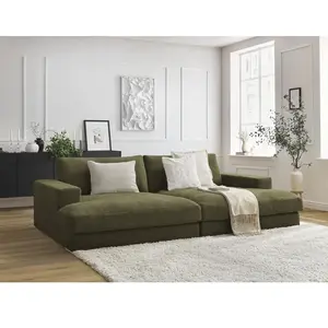 Canapé droit fixe 4 places LEONARD assise profonde tissu texturé Bobochic pas cher