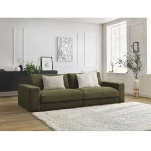 Canapé droit fixe 3 places LEONARD tissu texturé Vert   BOBOCHIC TU pas cher