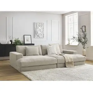 Canapé droit fixe 4 places LEONARD assise profonde tissu texturé Bobochic pas cher