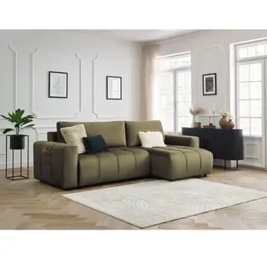 Canapé d'angle réversible convertible coffre ARSENE tissu velours Bobochic pas cher