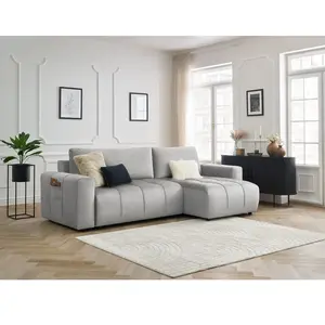 Canapé d'angle réversible convertible coffre ARSENE tissu velours Bobochic pas cher