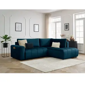 Canapé d'angle L convertible coffre ARSENE tissu velours Bobochic pas cher