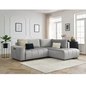Canapé d'angle L convertible coffre ARSENE tissu velours Bobochic pas cher