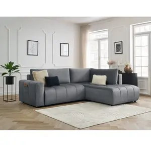 Canapé d'angle L convertible coffre ARSENE tissu velours Bobochic pas cher