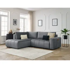 Canapé d'angle L convertible coffre ARSENE tissu velours Bobochic pas cher