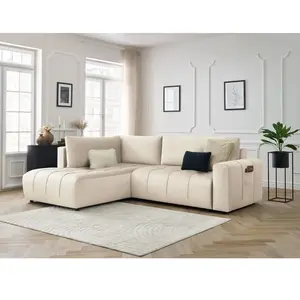 Canapé d'angle L convertible coffre ARSENE tissu velours Bobochic pas cher