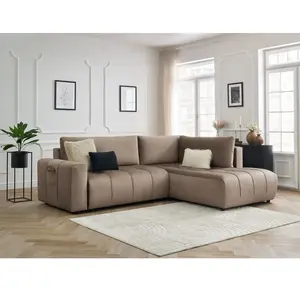 Canapé d'angle L convertible coffre ARSENE tissu velours Bobochic pas cher