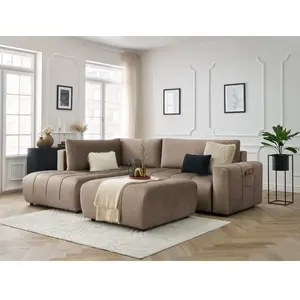 BOBOCHIC Canapé d'angle L convertible coffre ARSENE tissu velours avec... pas cher