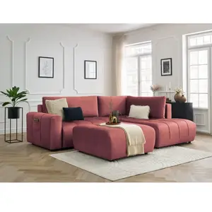 BOBOCHIC Canapé d'angle L convertible coffre ARSENE tissu velours avec... pas cher