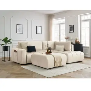 BOBOCHIC Canapé d'angle L convertible coffre ARSENE tissu velours avec... pas cher