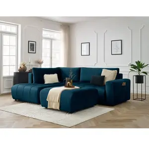 BOBOCHIC Canapé d'angle L convertible coffre ARSENE tissu velours avec... pas cher