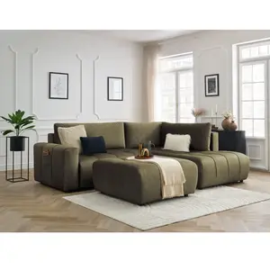 BOBOCHIC Canapé d'angle L convertible coffre ARSENE tissu velours avec... pas cher