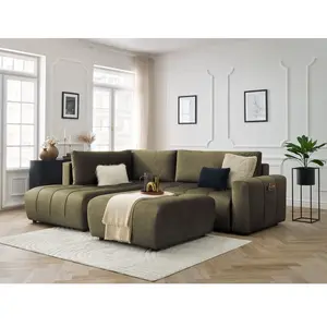 BOBOCHIC Canapé d'angle L convertible coffre ARSENE tissu velours avec... pas cher