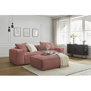 Canapé droit fixe 3 places ultra moelleux BOHEME velours côtelé avec pouf Bobochic pas cher